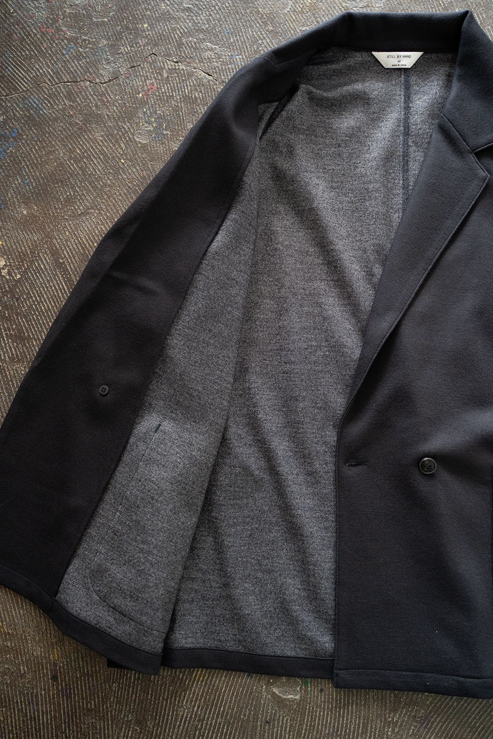 【ラスト1点】【24AW】ウールジャージーダブルジャケット(BLACK NAVY)