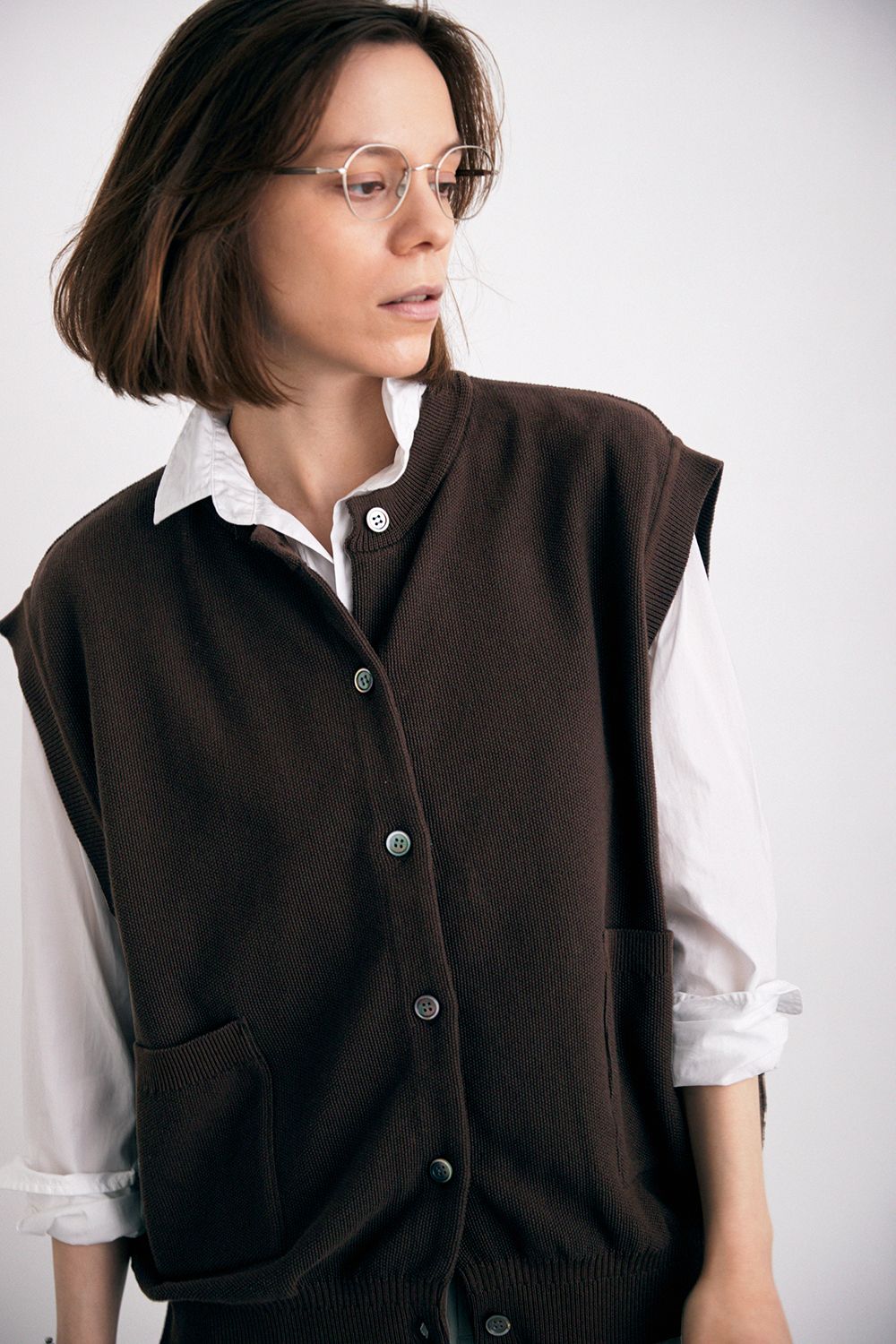 YASHIKI - 【24SS】Tsukushi Vest(BROWN) | Salty