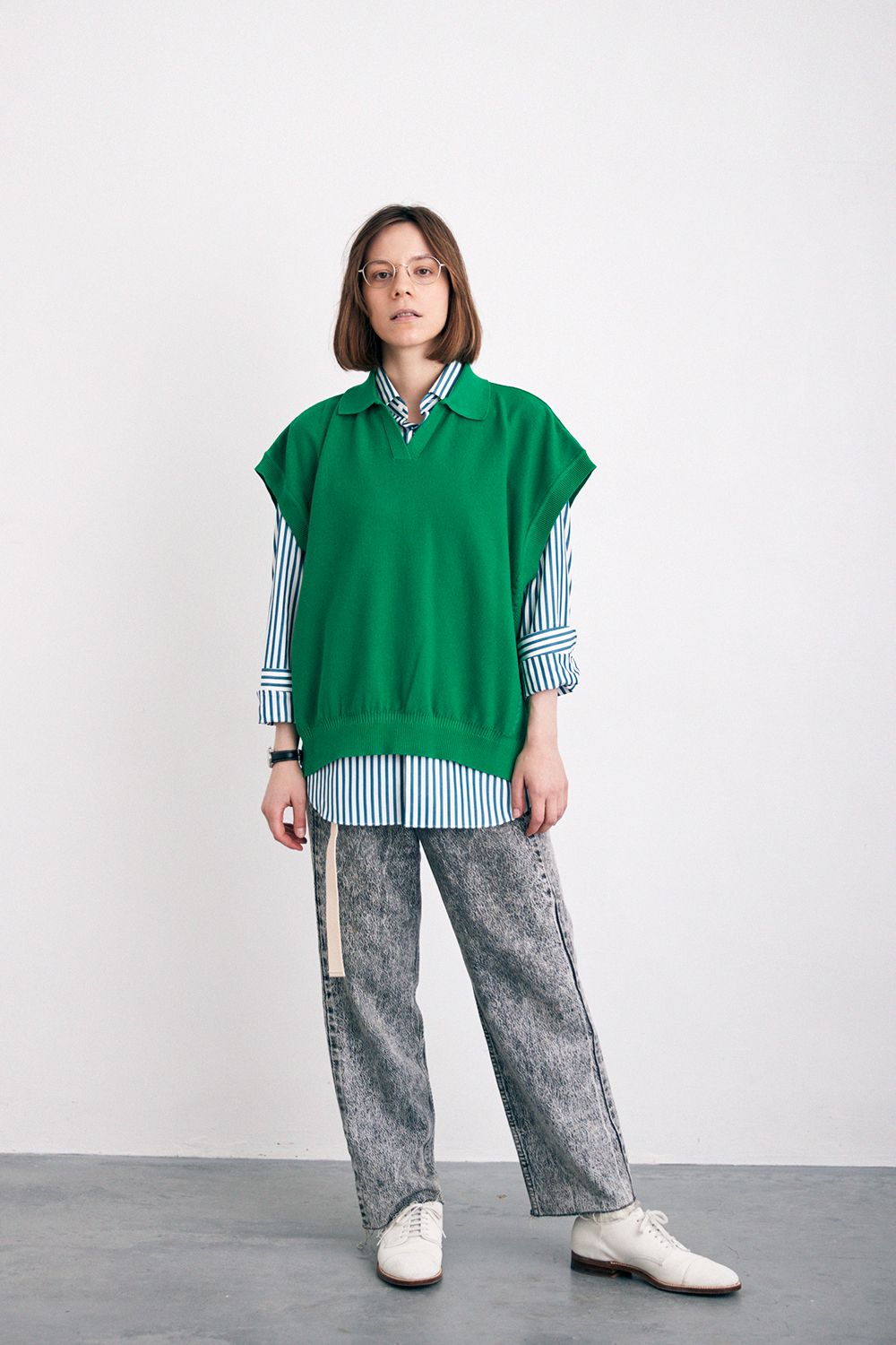 YASHIKI - 【24SS】Hidamari Skipper Vest(KELLY GREEN) | Salty YASHIKI - 【24SS】Hidamari Skipper Vest(KELLY GREEN) | Salty