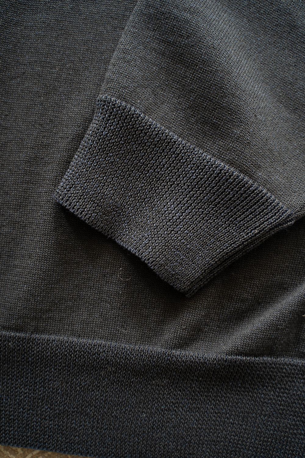 【ラスト1点】【24SS】綿×ポリエステル×リネン12Gニットカーディガン(BLACK NAVY)