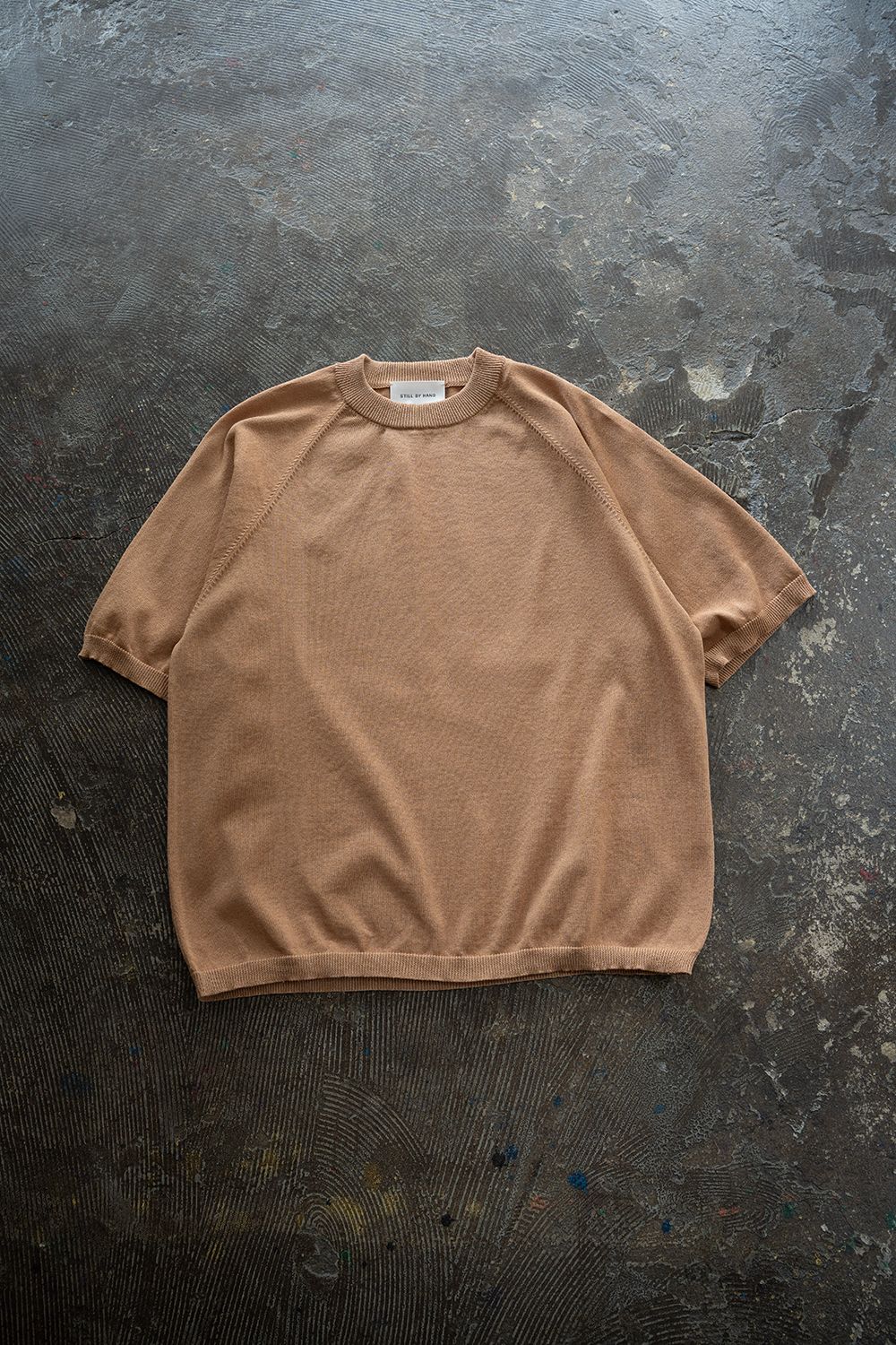 【26SS】和紙混12GラグランスリーブニットTee(PALE OLANGE)