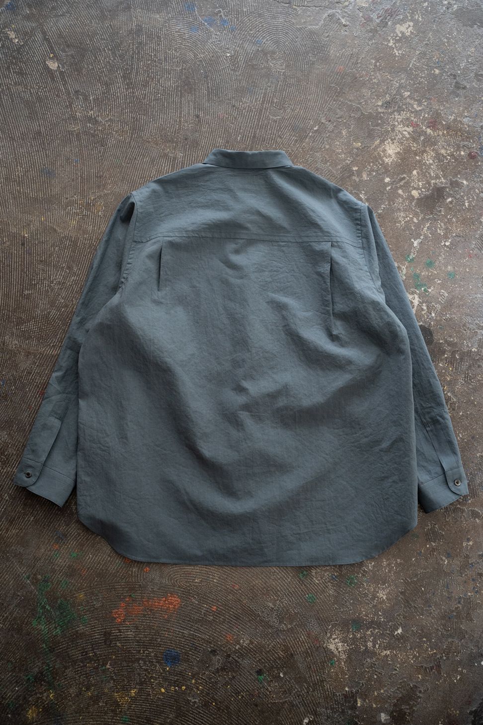 【26SS】極小襟コットン×リネンタイプライターシャツ(BLUE GREY)