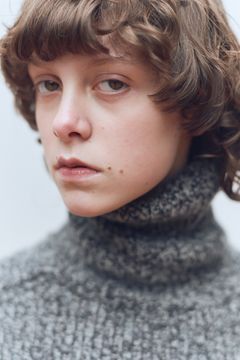 【ラスト1点】brushed yak/Shetland wool turtle neck sweater(BLACK MIX)