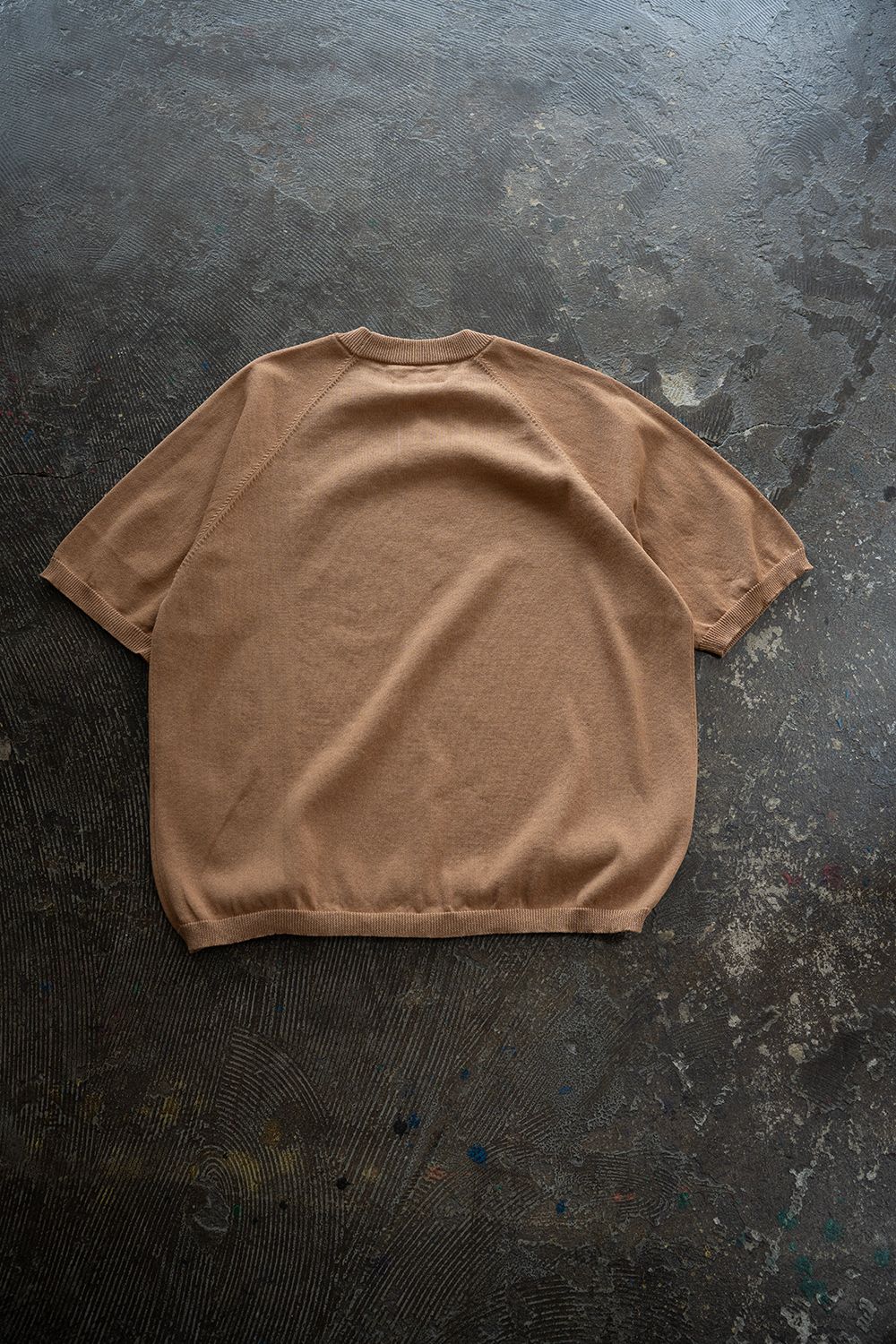 【26SS】和紙混12GラグランスリーブニットTee(PALE OLANGE)