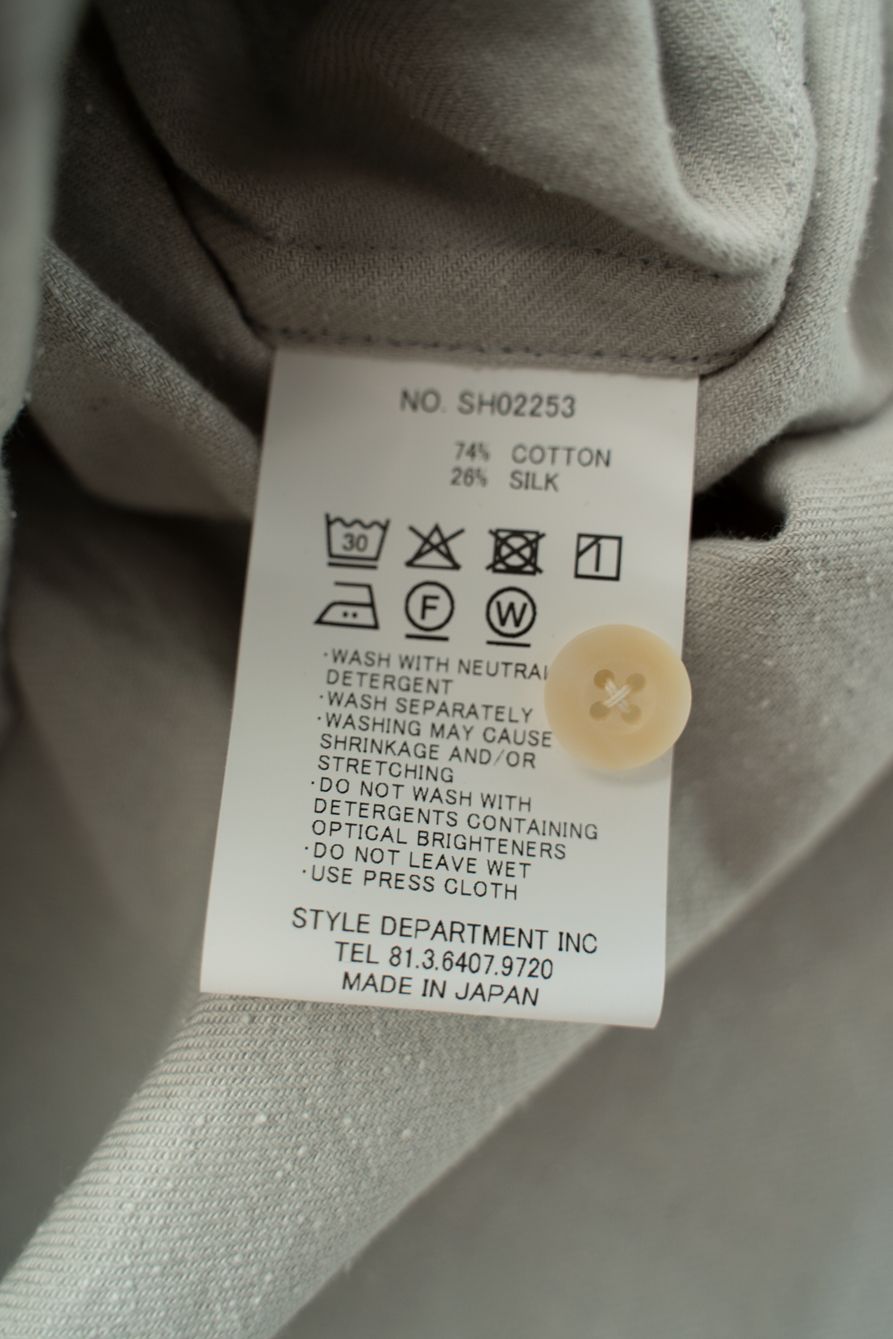 【ラスト1点】【25AW】極小襟コットン×シルクネップシャツ(SAGE)