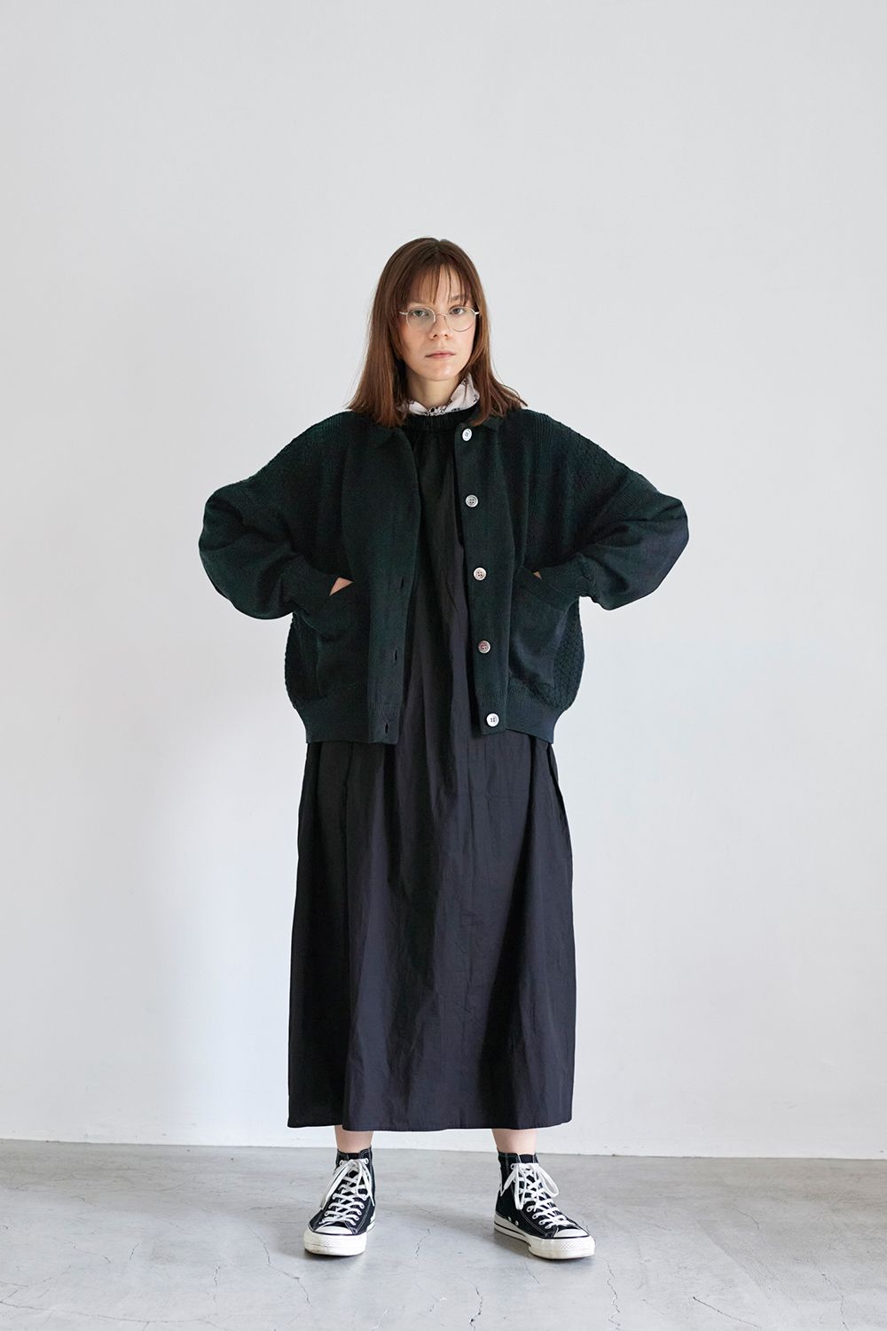 YASHIKI - 【ラスト1点】【23SS】Hanaakari Collar Cardigan(SMOKY