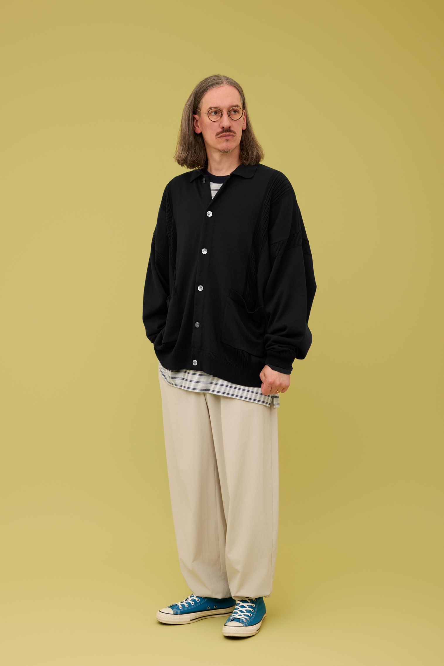 25SS YASHIKI Rakki Collar Cardiganカーディガン YASHIKI - 【ラスト1点】【25SS】Rakki Collar Cardigan(BLACK