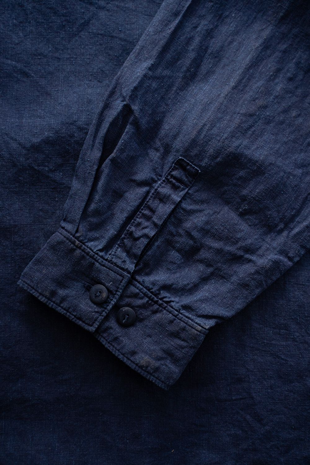 【ラスト1点】大麻開襟シャツ 高密度(藍(濃))