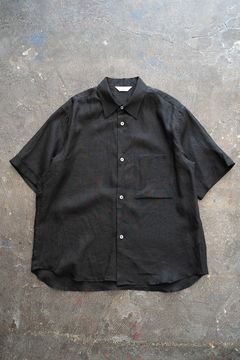 【ラスト1点】【23SS】半袖リネンレギュラーカラーシャツ(BLACK)