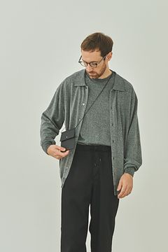 【ラスト1点】【24SS】綿×ポリエステル×リネン12Gニットカーディガン(GRAY)