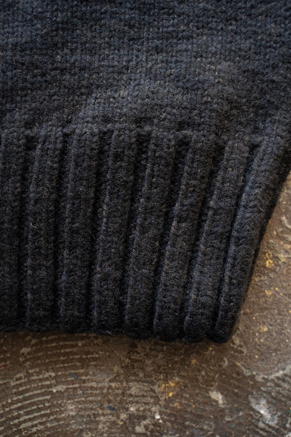 yak/lambs multi ply HAND KNITTING yoke top turtle neck sweater(DARK NAVY)