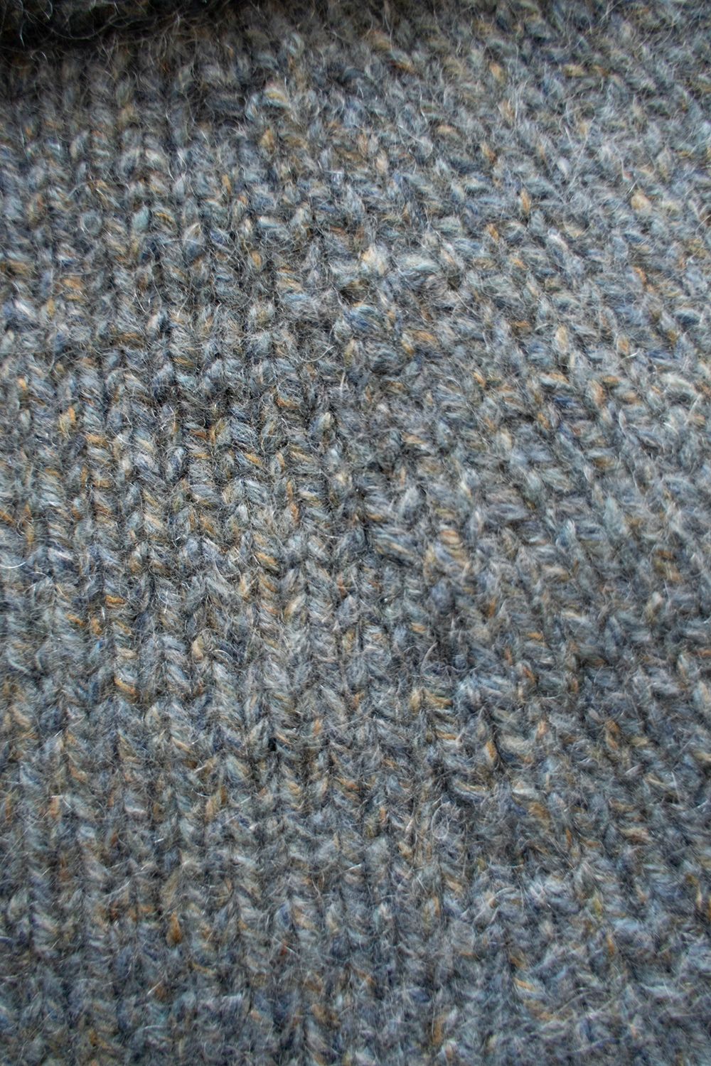 【ラスト1点】yak/lambs multi ply HAND KNITTING yoke top crew neck sweater(FADE BLUE)