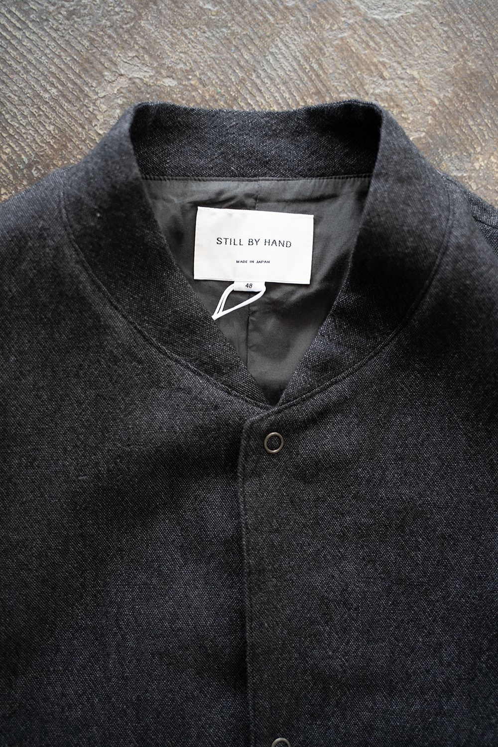 【ラスト1点】【24AW】リネン×ウールスタンドカラーブルゾン(CHARCOAL)