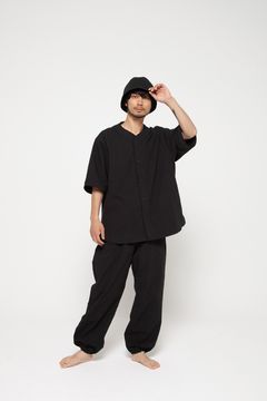 【25SS】"nite game"pajama(seersucker BLACK)【ユニセックス】【セットアップ】
