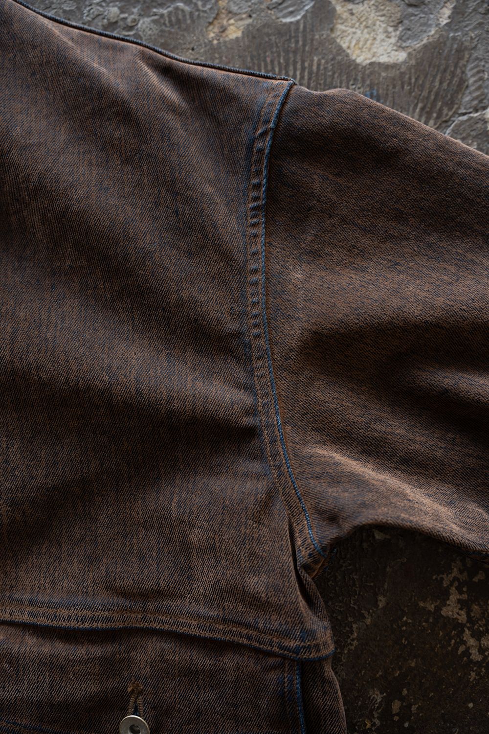 【26AW】Washed Flocked Denim Jacket(FADED BROWN)