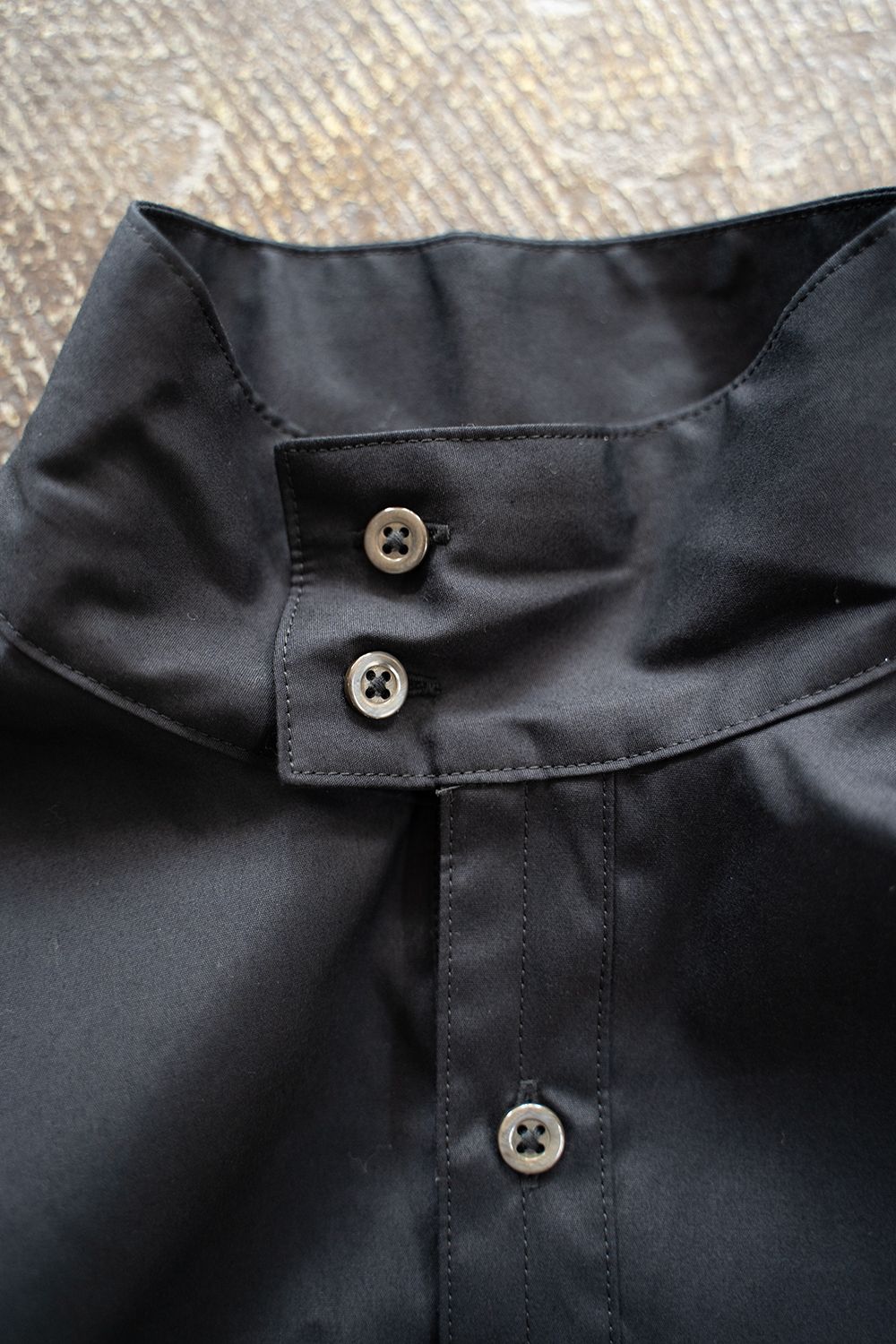 【ラスト1点】【23AW】High Neck Broad Shirt/ハイネックブロードシャツ(BLACK)