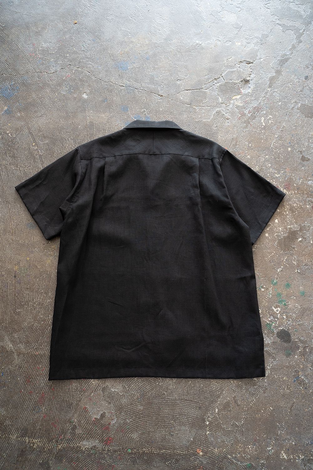 【ラスト1点】【22SS】French Linen Open Collar Shirt/フレンチリネンオープンカラーシャツ(BLACK)