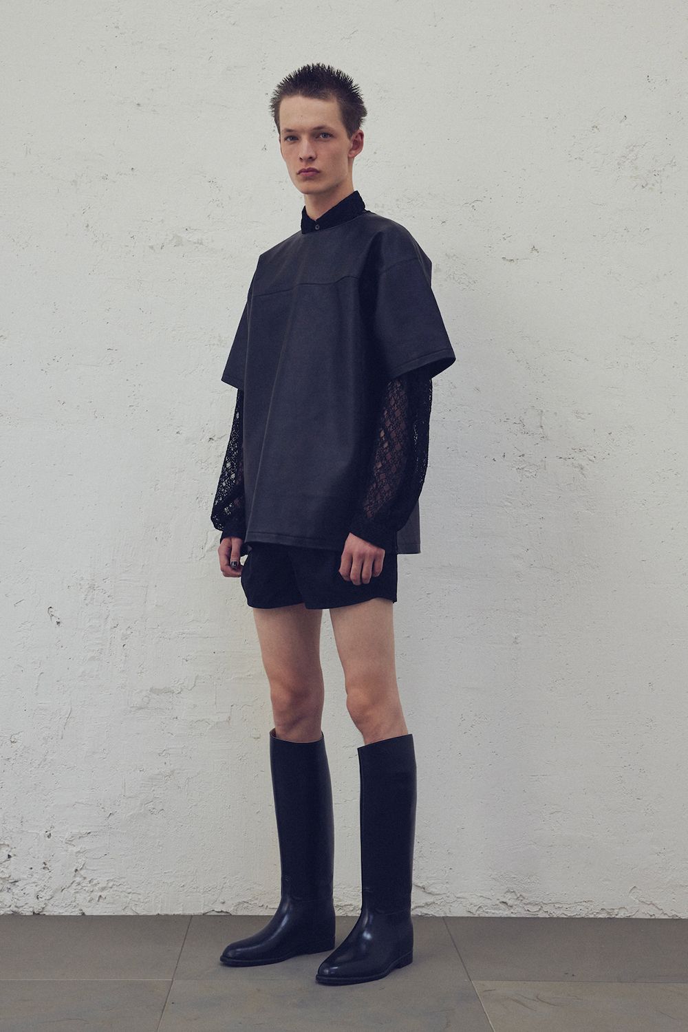 【ラスト1点】【24SS】Cow Leather P/O/カウレザープルオーバー(BLACK)