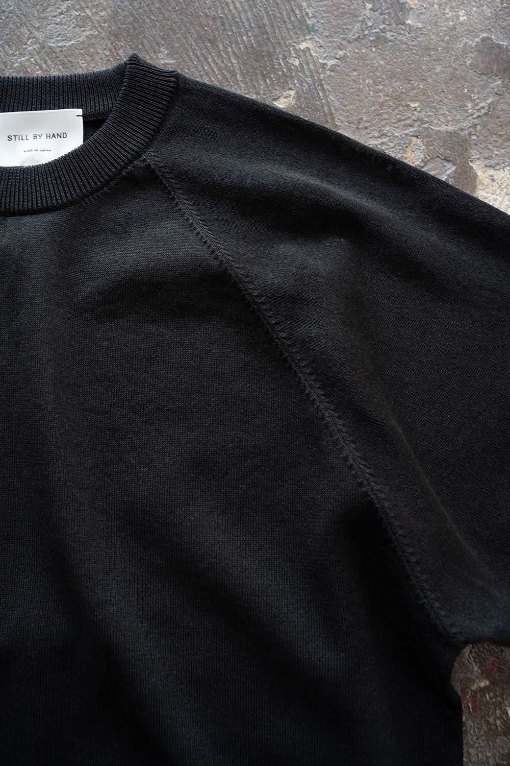 【26SS】和紙混12GラグランスリーブニットTee(INK BLACK)