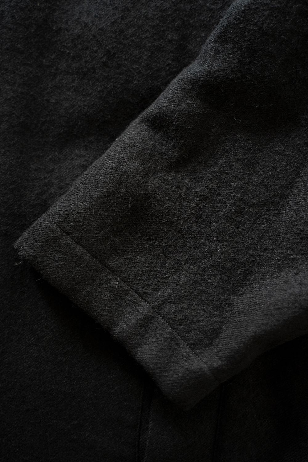 【26AW】ウール×リネンステンカラーコート(BLACK)
