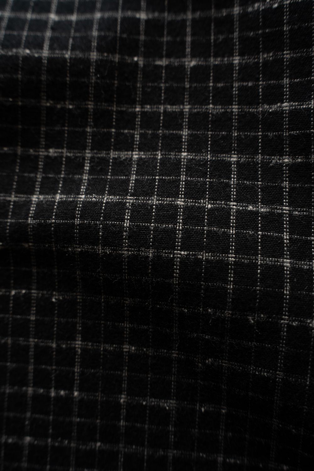 【26AW】コットン×シルクバンドカラーシャツ(BLACK CHECK)