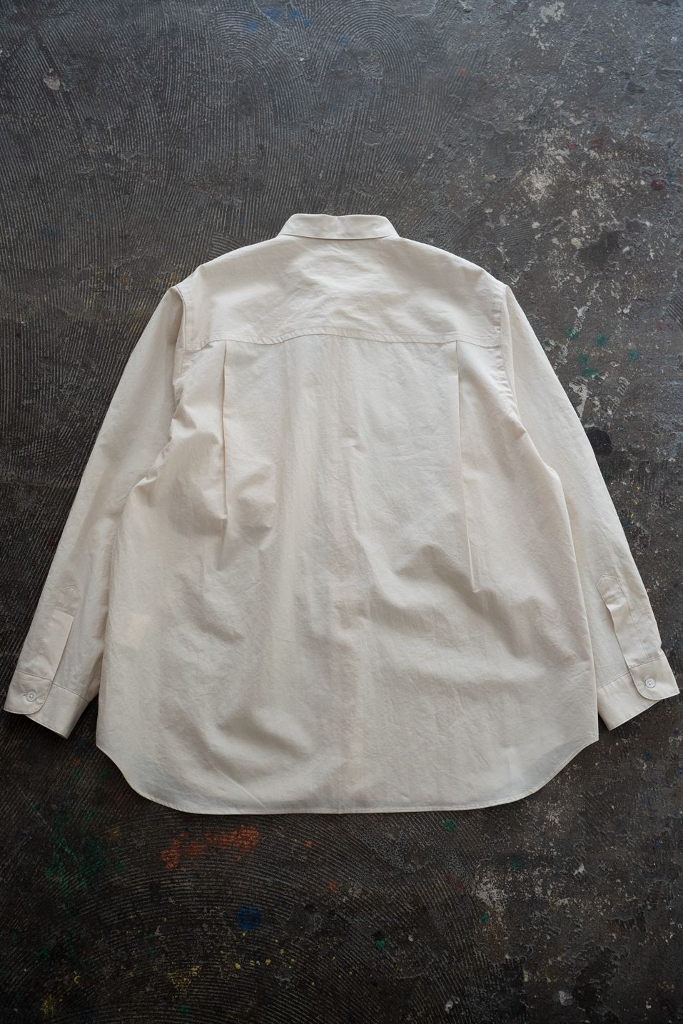 【26SS】極小襟コットン×リネンタイプライターシャツ(LIGHT BEIGE)