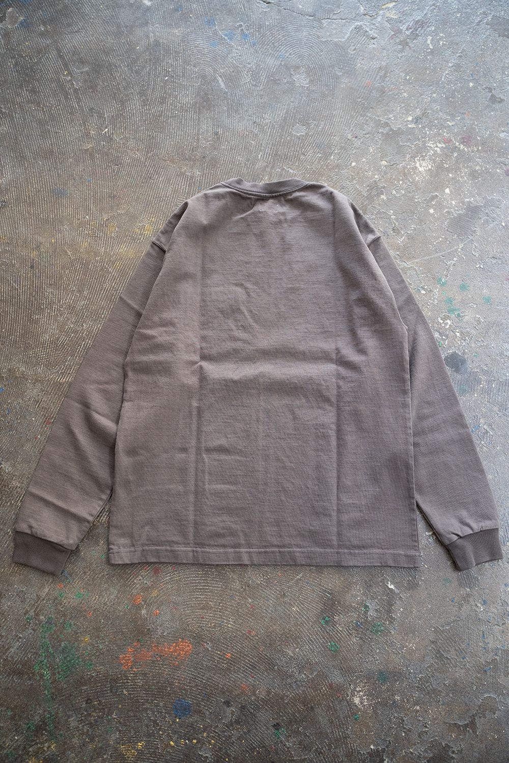 【ラスト1点】スビンコットン10/-度詰吊り天竺ポケット付きロンT(GRAY)
