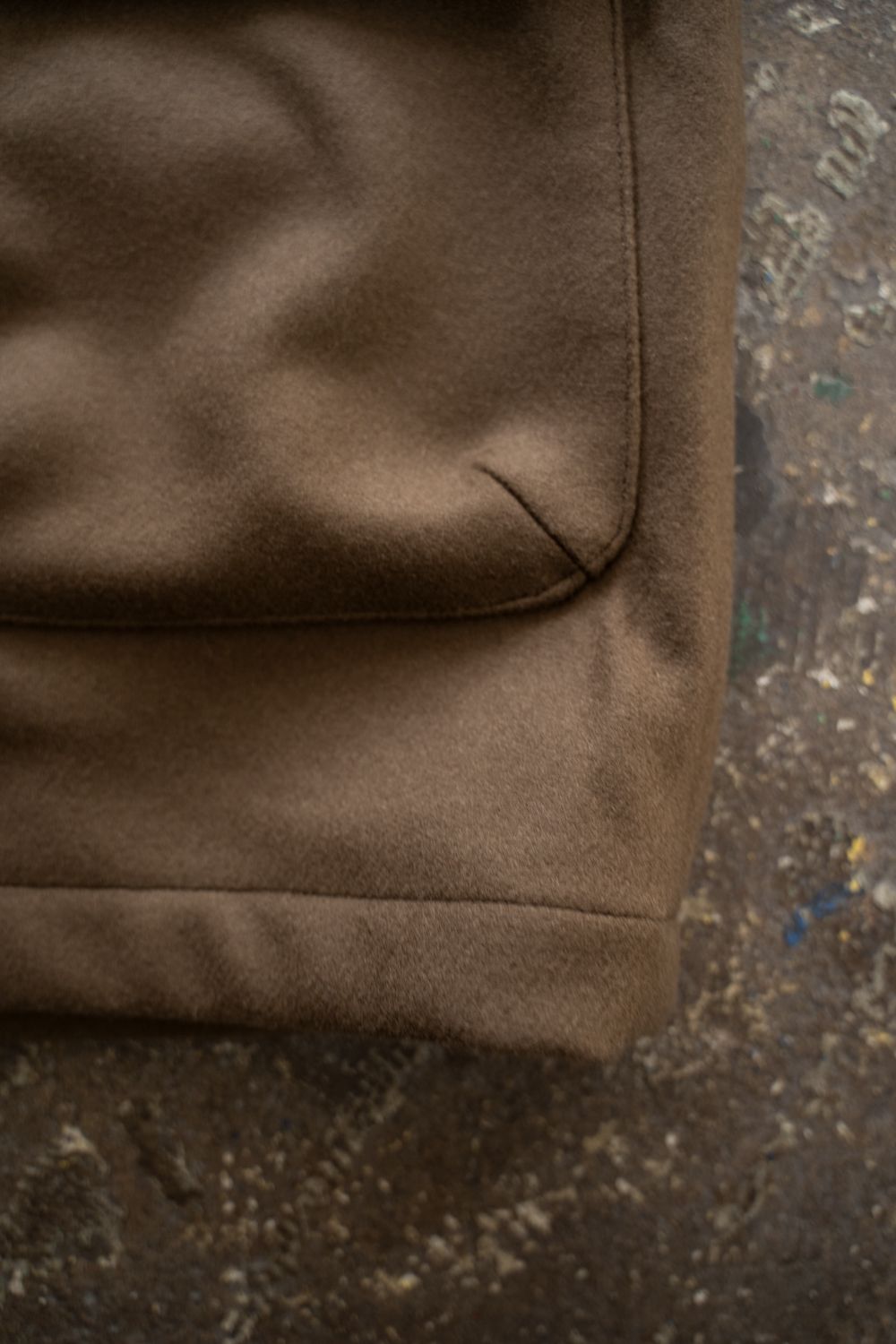 【25AW】Super110'Sメルトンステンカラーハーフコート(BROWN)