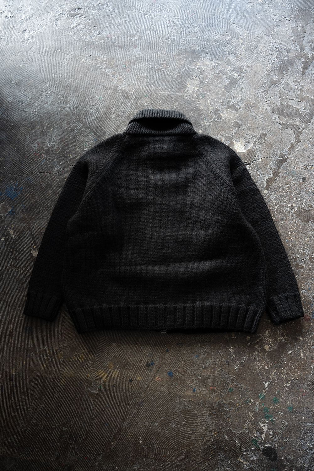 【ラスト1点】yak/lambs multi ply HAND KNITTING cowichan sweater(BLACK)