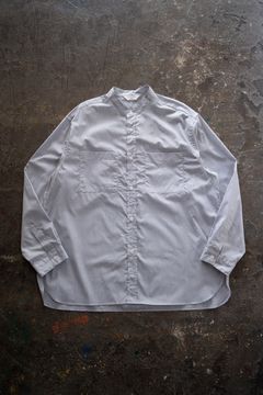 【26SS】両胸ポケットバンドカラーストライプシャツ(GREY)