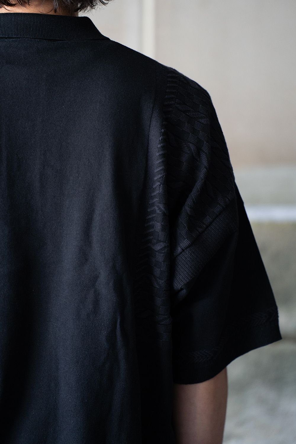 YASHIKI - 【ラスト1点】【24SS】Hazakura Knit Polo(BLACK) | Salty YASHIKI - 【ラスト1点】【24SS】Hazakura Knit Polo(BLACK) | Salty