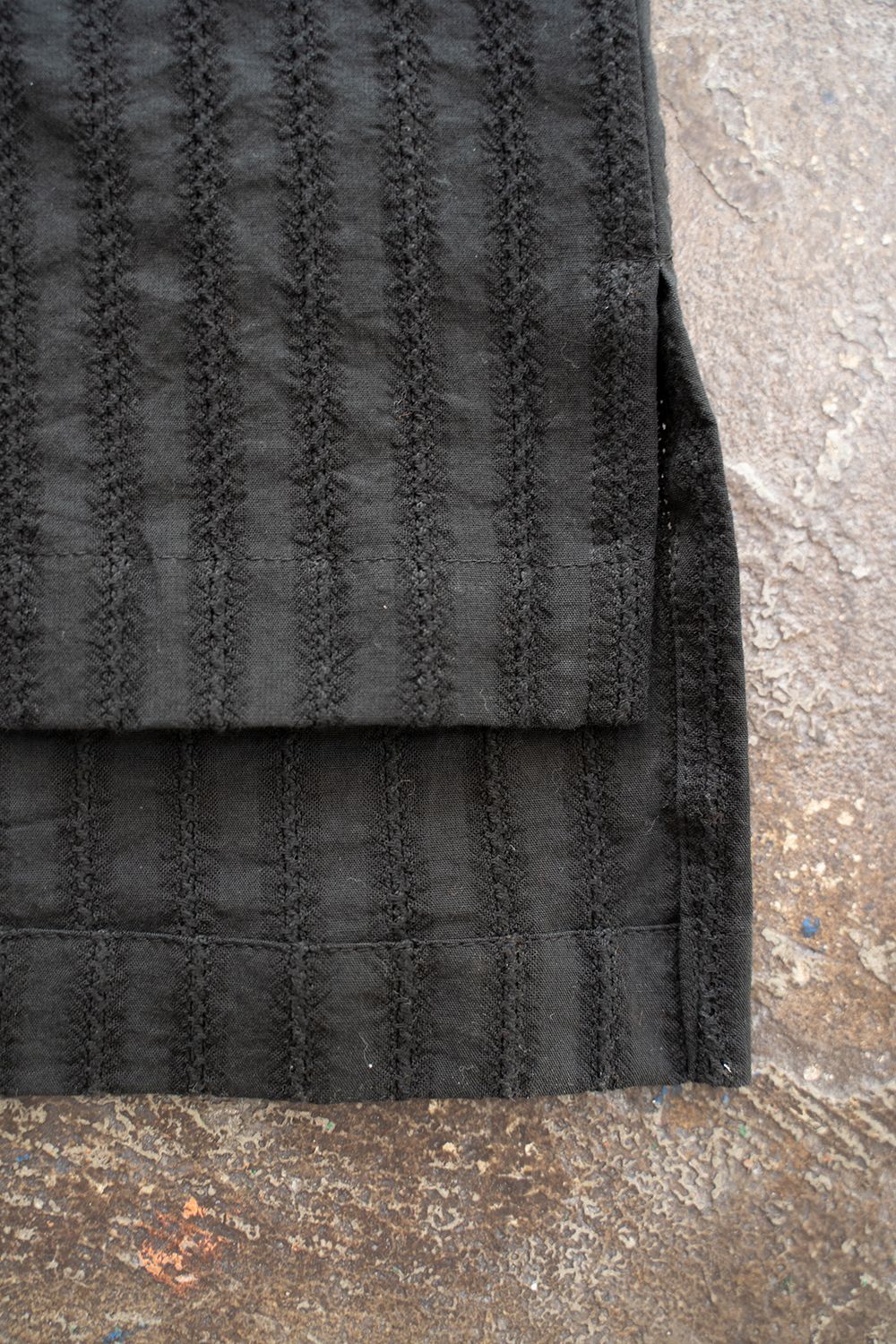 【ラスト1点】【21SS】Leno Cloth Stripe S/S Shirt/レノクロスストライプハーフスリーブシャツ(BLACK)