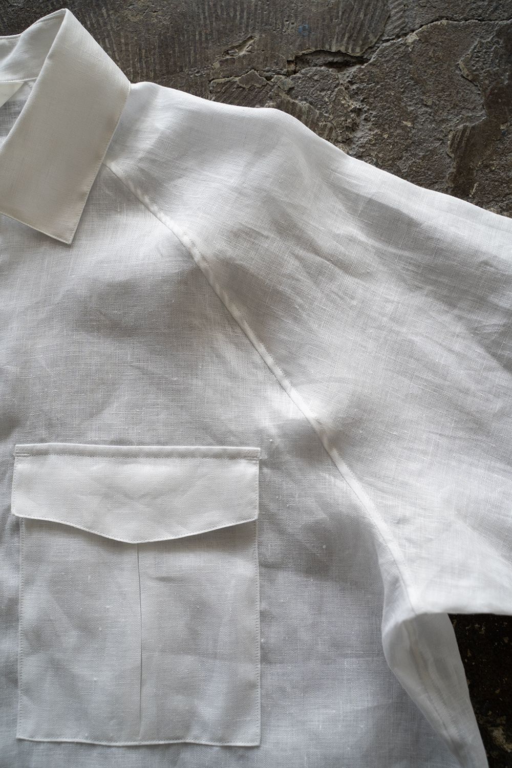 【ラスト1点】【23SS】リネン両胸ポケットシャツ(WHITE)