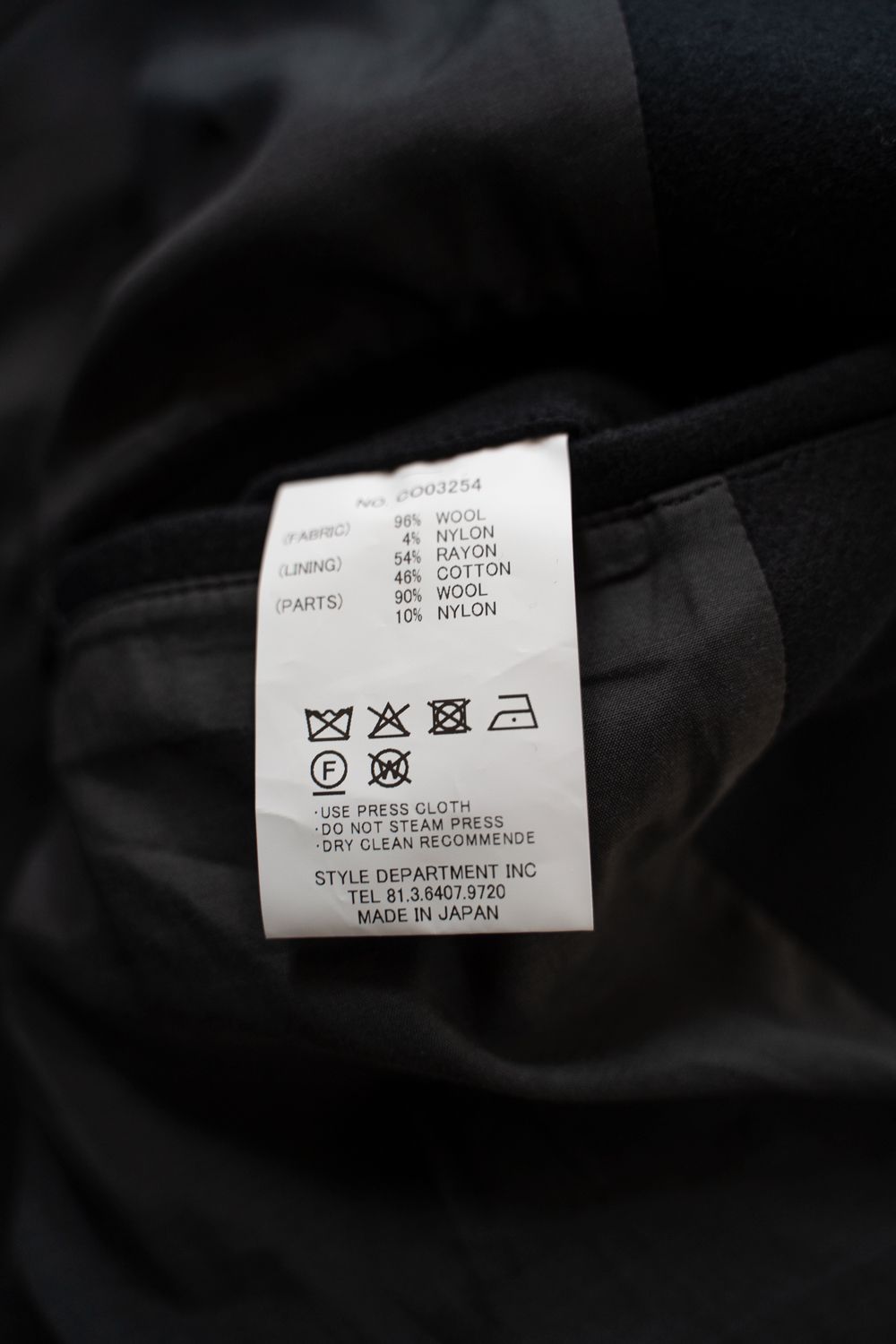 【25AW】Super110'Sメルトンステンカラーハーフコート(BLACK)