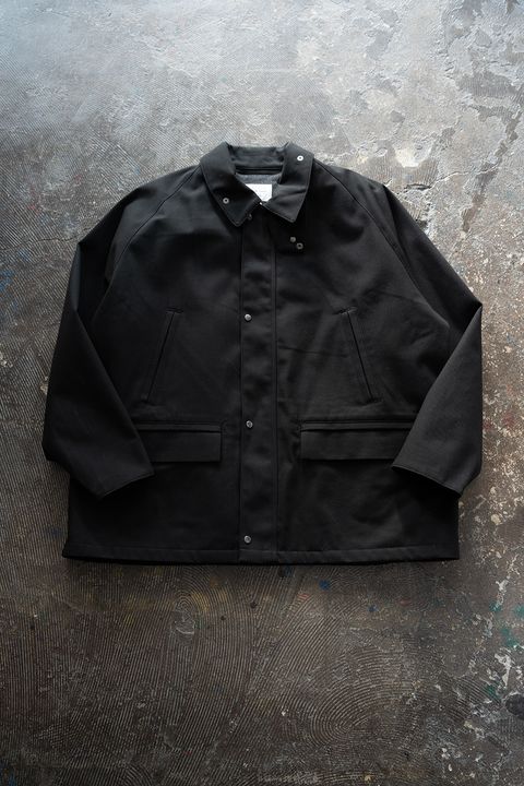 【25AW】コットン×ポリエステルショートブルゾン(BLACK)