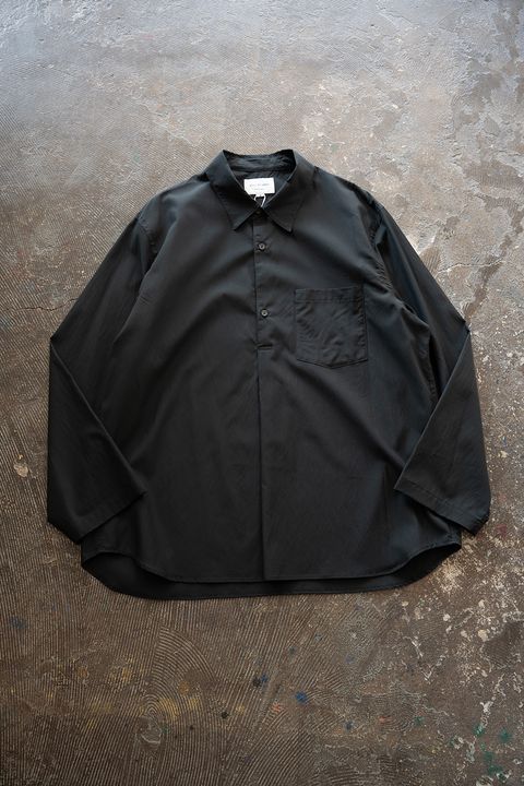 【26SS】キュプラ×コットンプルオーバーシャツ(INK BLACK)