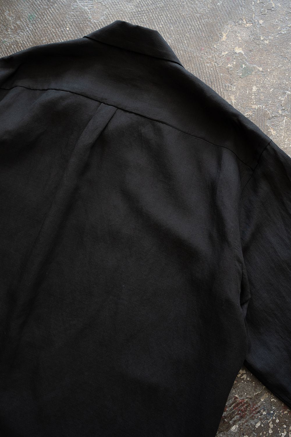 【26SS】セルロース×ラミーオープンカラーシャツ(BLACK)