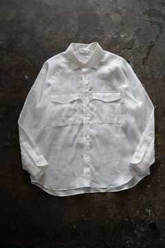 【ラスト1点】【23SS】リネン両胸ポケットシャツ(WHITE)
