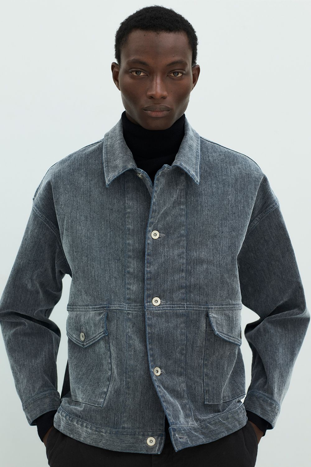 【26AW】Washed Flocked Denim Jacket(FADED GRAY)