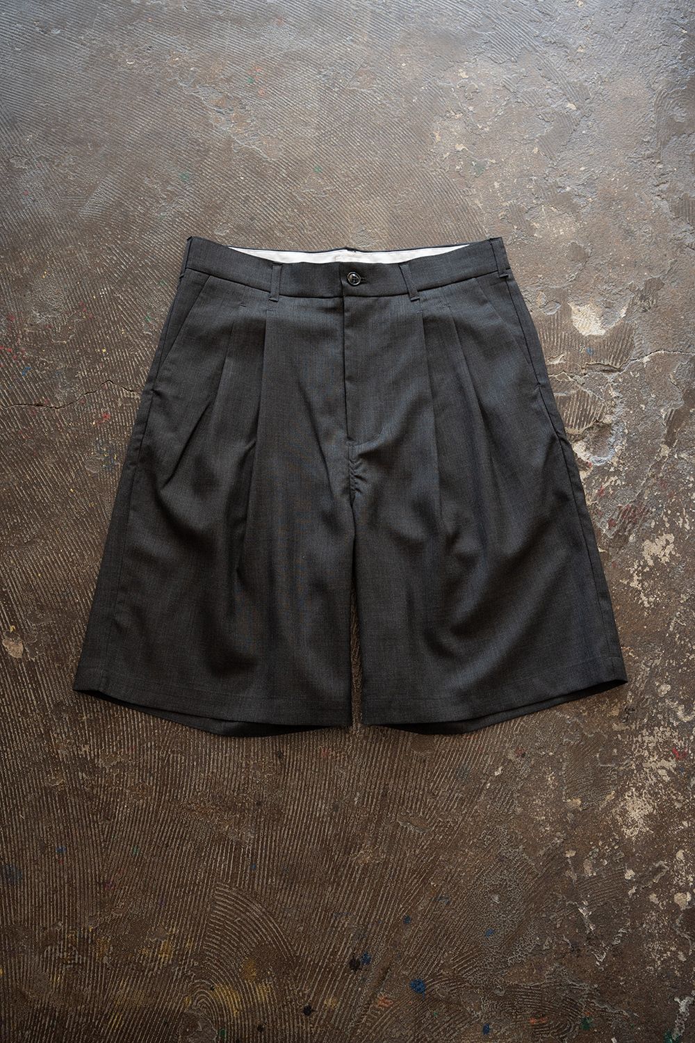 【26SS】Super120'sウールハーフパンツ(CHARCOAL)