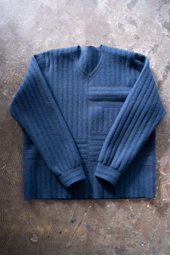 Wool Felt Stripe Pullover/縮絨ウールストライププルオーバー(アオムラサキ)