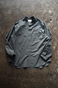 【ラスト1点】【25SS】リネン混バンドカラーシャツ(BLUE GRAY)