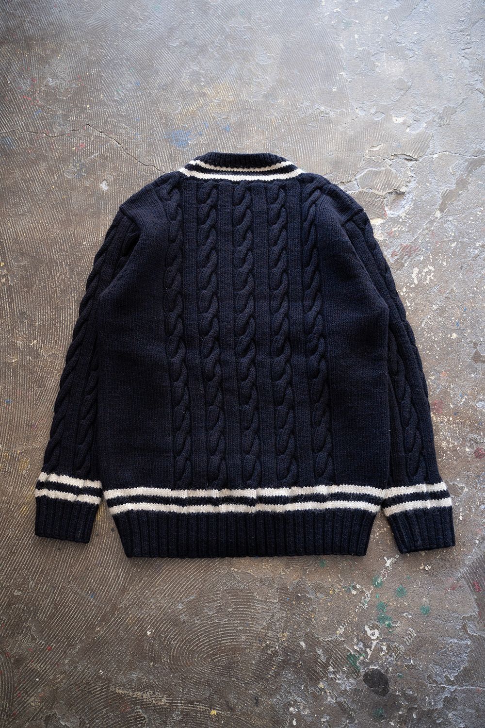 【ラスト1点】camel/cashmere HAND KNITTING cricket sweater(NAVY)