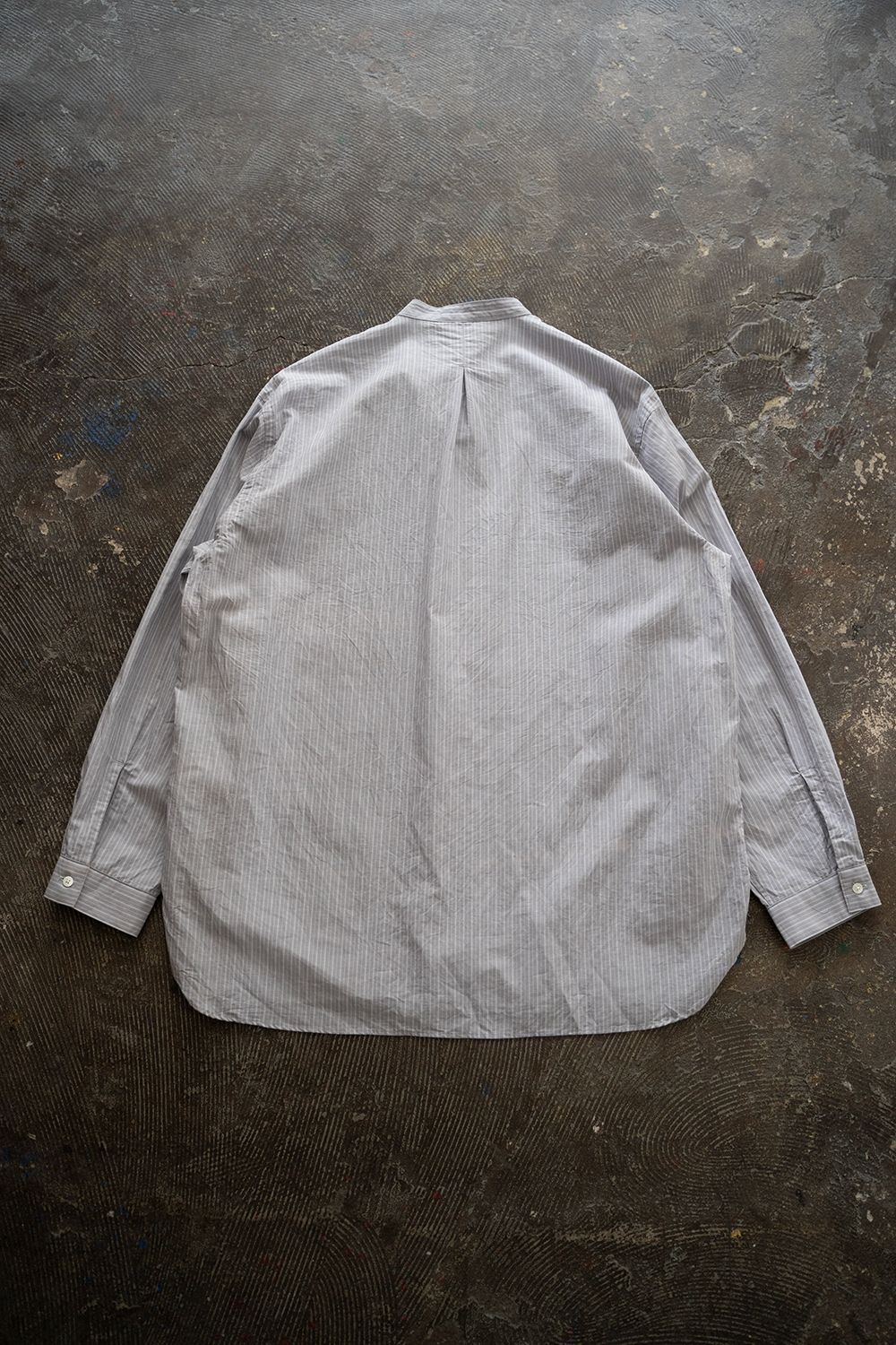 【ラスト1点】【24SS】ラミー混バンドカラープルオーバーシャツ(GRAY STRIPE)