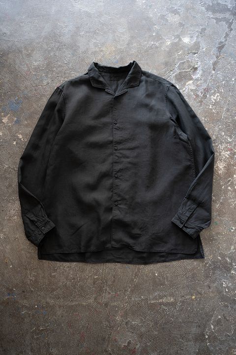 大麻開襟シャツ 高密度(黒)