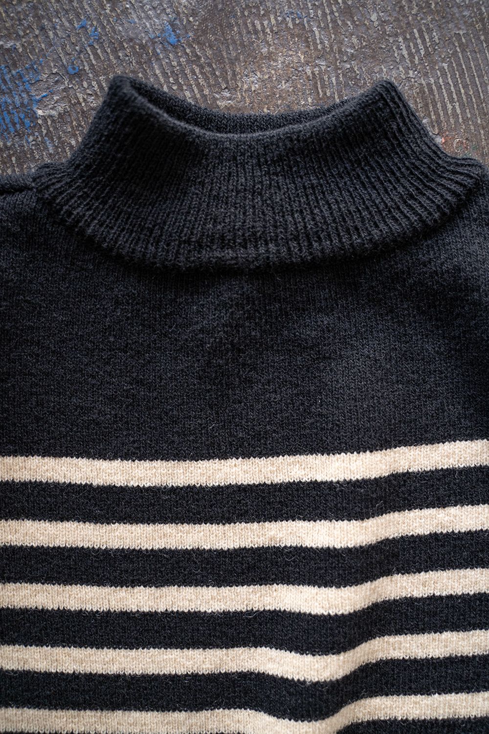 【ラスト1点】Hard twisted Shetlandwool GOB sweater(BLACK×IVORY)