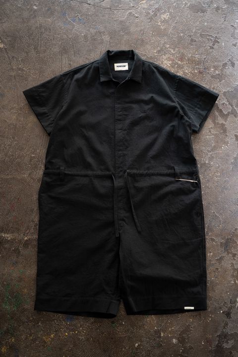 【26SS】"joint(short)"pajama【オールインワン】(washed light cotton BLACK)