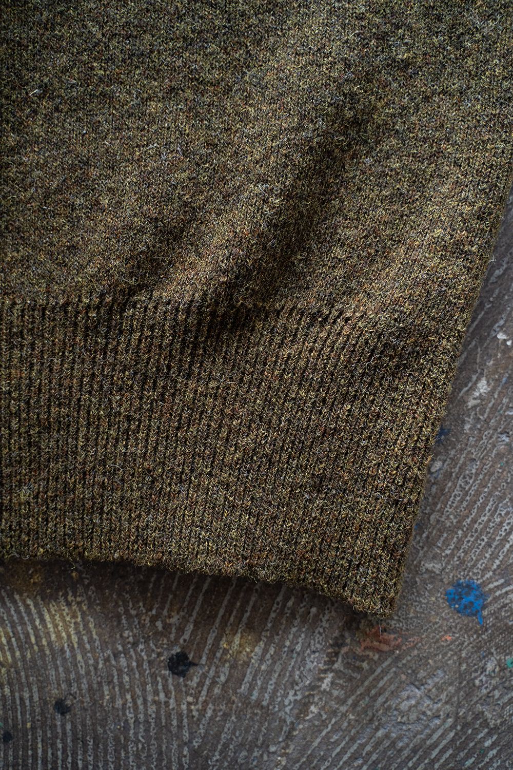 【ラスト1点】Hard twisted Shetlandwool GOB sweater(KHAKI)