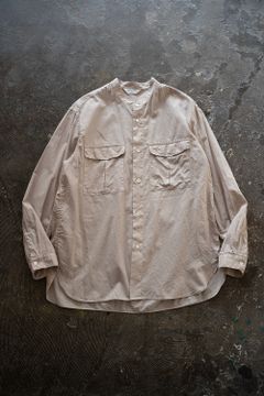 【ラスト1点】【23SS】シルク混両胸ポケットバンドカラーシャツ(PINK BEIGE)