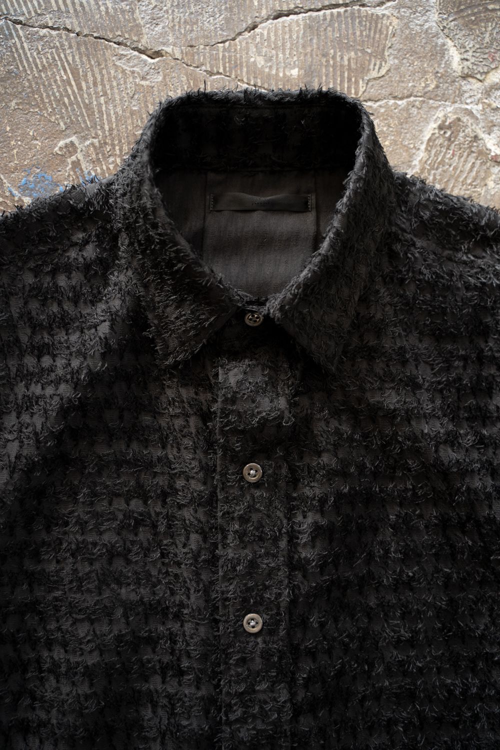 【25AW】Fuzzy Sheer L/S Shirt/ファジーシアーロングスリーブシャツ(BLACK)